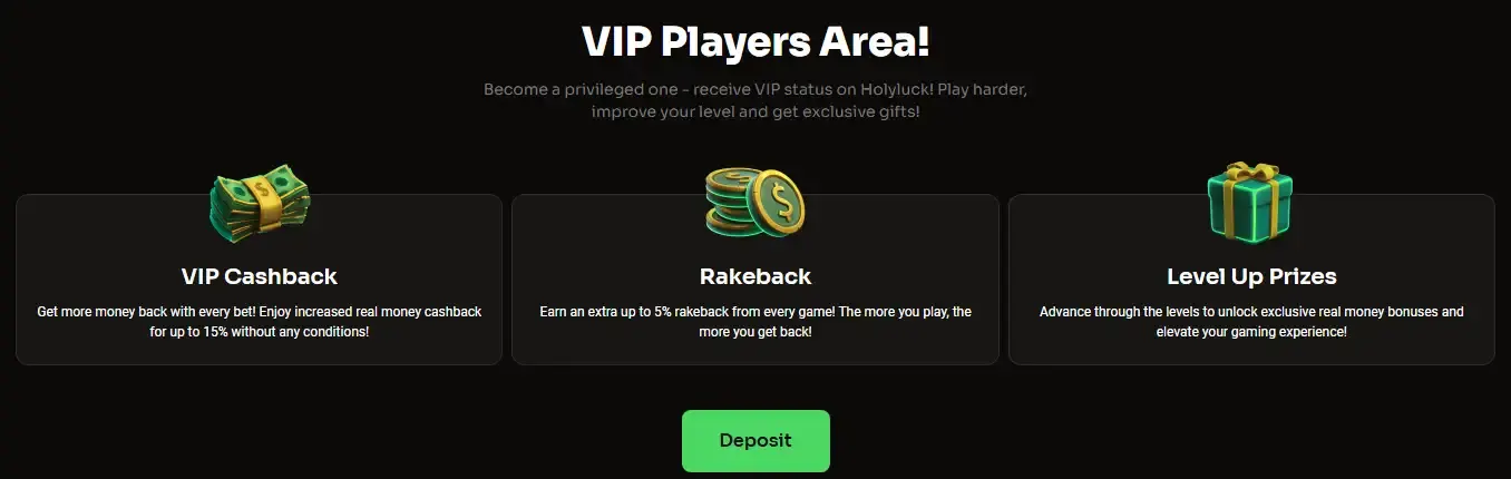 VIP programma bij Holyluck Casino